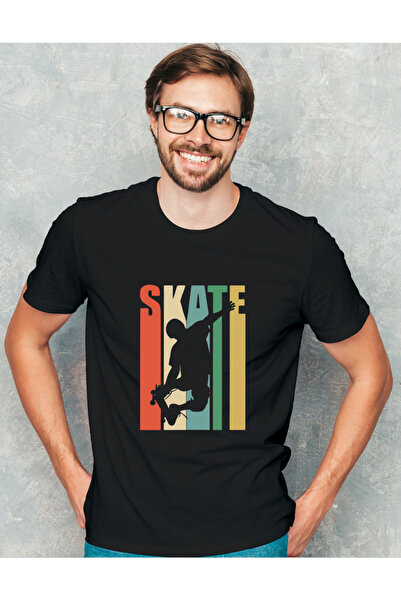 AEMİ Unisex skejtbord Štampano okrugla kragna Oversize kroj 100% pamuk T-shirt