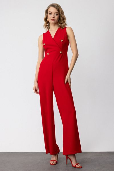 Ekol Mi Buttoned Sleeveless Dry-breasted Jumpsuit