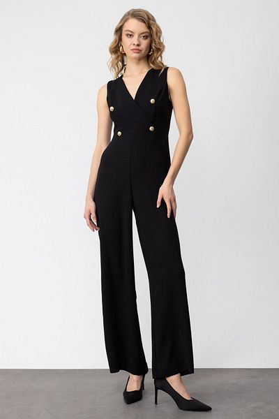 Ekol Mi Buttoned Sleeveless Dry-breasted Jumpsuit