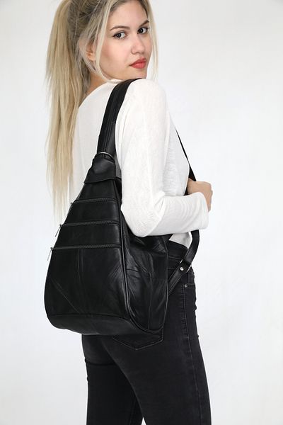 EGE DERİ 100% Genuine Lambskin Black Women's Backpack