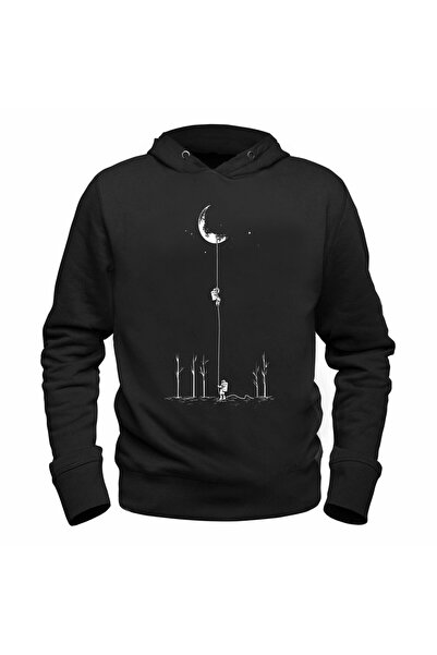 Alfa Tshirt سويت شيرت أسود مطبوع رقميًا للأطفال مع صورة الفضاء