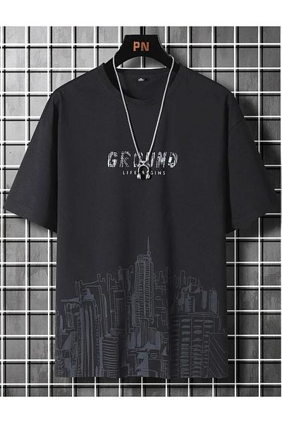 AFROGİYİM Unisex tričko Ground City s digitálním potiskem oversize