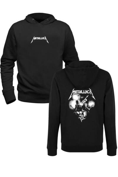 Alfa Tshirt Metallica Printed Black Front and Back Printed Children's Sweatshirt