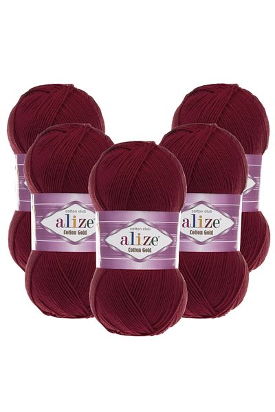 Alize Βαμβακερό χρυσό 5 τεμαχίων 390 Claret Red Πλεκτό νήμα