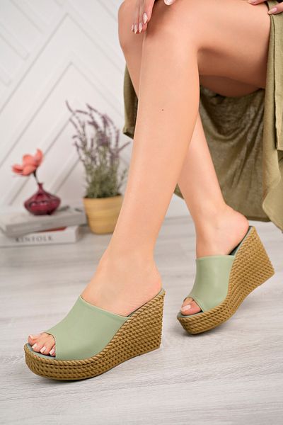 Nexs Γυναικείες παντόφλες Mid Green Skin High Heel