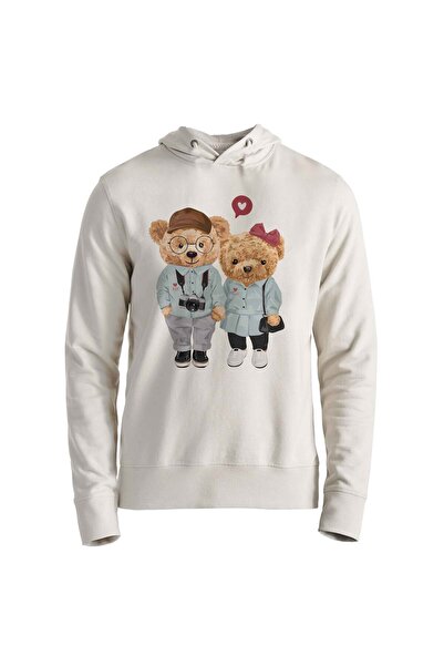Alfa Tshirt Cute Coupletedy Bear Ecru Kids Sweatshirt