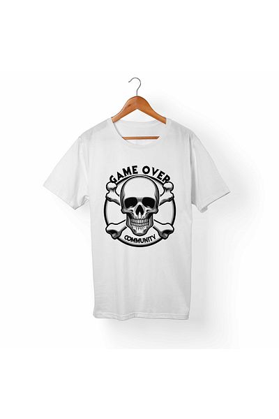Alfa Tshirt Tricou alb pentru copii cu craniu