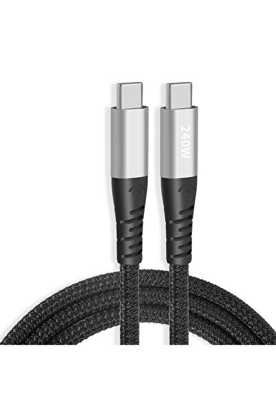 Ally 240W Type-C To Type-C Laptop Telefon Hızlı Data ve Şarj Kablosu SİYAH