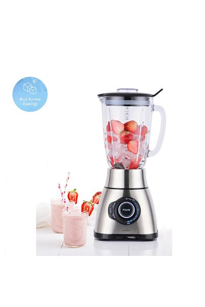 Karaca 1800W Gray Inox Smoothie Blender - Ice Crushing Function, Glass Bowl, 3 Stages, 2 Years 50 Hz/60 H