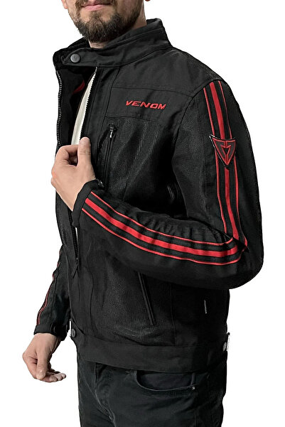 VENOM Compas Motorcu Ceketi Yazlık Siyah Mont