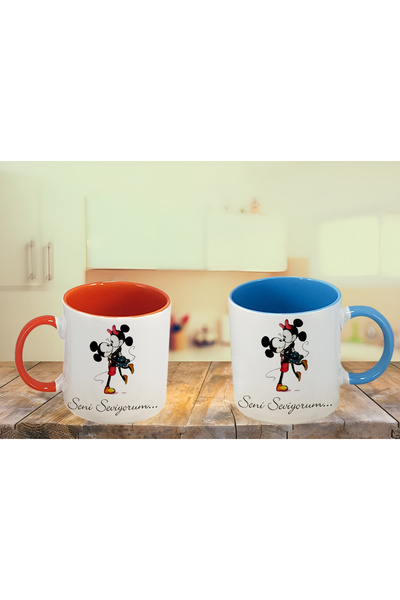 GünayStore BİRBİRİNE SARILAN MİNNİE & MİCKEY MOUSE KARAKTER BASKILI İÇİ VE KU...