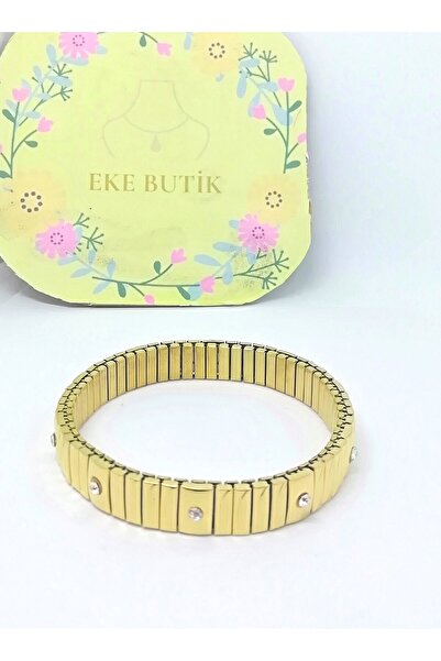 EKE BUTİK Çelik İtalyan Charm Esnek Bileklik Zirkon Taşlı