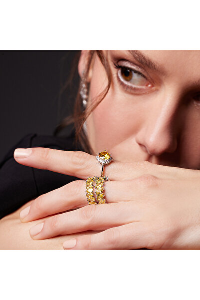Merano Design Sarı Damla Taşlı Tamtur Yüzük