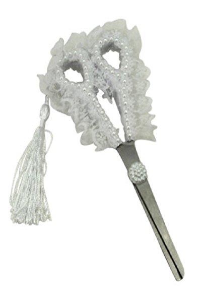 Kazanabil İNCİ VE DANTEL SÜSLEMELİ SÖZ VE NİŞAN MAKASI BEYAZ