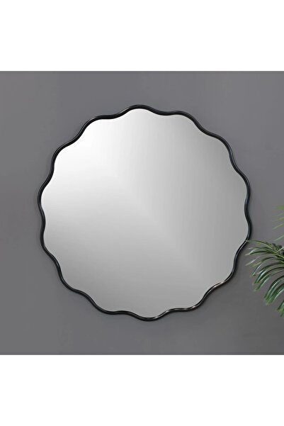 MKS Design 80x80 Dalgalı Yuvarlak Duvar Dekor Aynası / Asimetrik Ayna / Konsol Aynası / Düzensiz Ayna