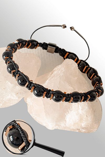 Tesbih Atölyesi Certified Rose Hematite 6 Mm Natural Shungite Stone Bracelet