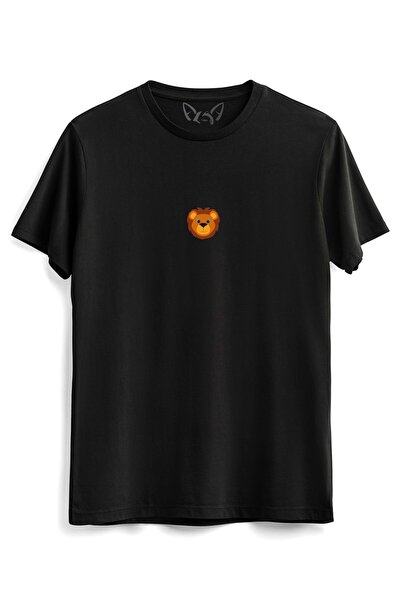Alfa Tshirt Animal Aslan Resimli Baskılı Çocuk Siyah Tshirt