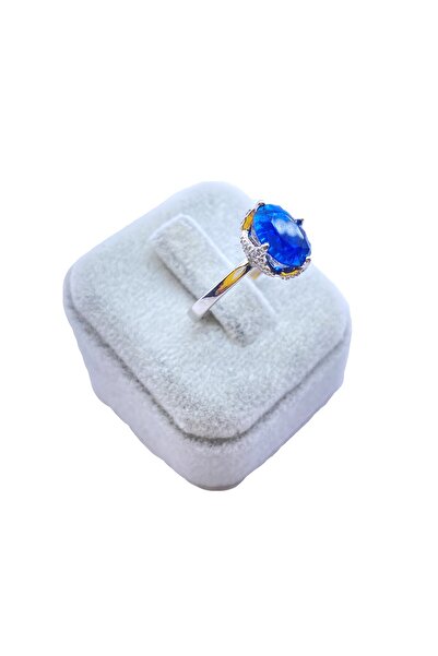 ERU JEWELLERY Hürrem Model 925 Ayar Etrafı Zirkon Taşlı Oval Kesim Gümüş Yüzü...