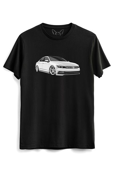 Alfa Tshirt Tricou negru pentru copii cu imprimeu ilustrat Ww Passat Design