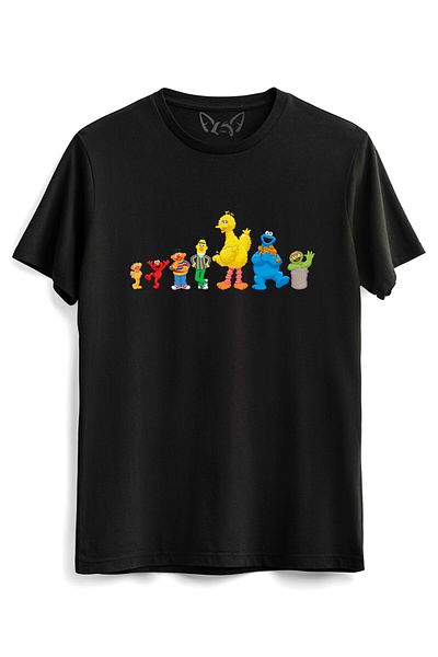 Alfa Tshirt Tricou negru pentru copii cu imprimeu digital Sesame Street