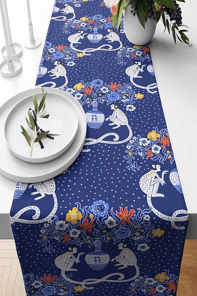 Pilloveland Runner China Tesut piele intoarsa cu model 140*40 Cm