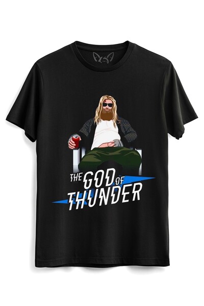 Alfa Tshirt تي شيرت Thor Mjolnir مطبوع عليه صورة رقمية للأطفال باللون الأسود
