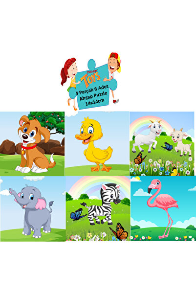 Trendy Toys Ahşap Puzzle Ilk Yapbozum 6 Adet 4 Parçalı 14x14cm