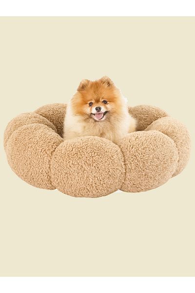 Sdypet Bubble Plush Cat Dog Bed - Beige