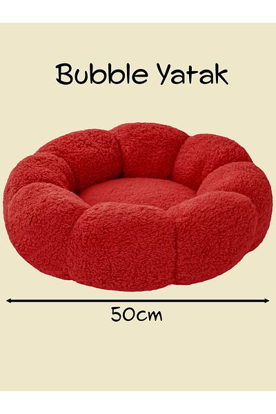Patiderm Bubble Plush Cat Dog Bed-Red