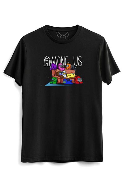 Alfa Tshirt Ανάμεσά μας Εικονογραφημένο Παιδικό Μαύρο Tshirt με ψηφιακή εκτύπωση