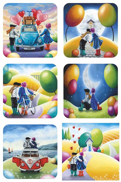Hayat Poster cute lover romantic valentine's day gift vosvos bicycle heart balloon 6-piece set of wooden cup horse