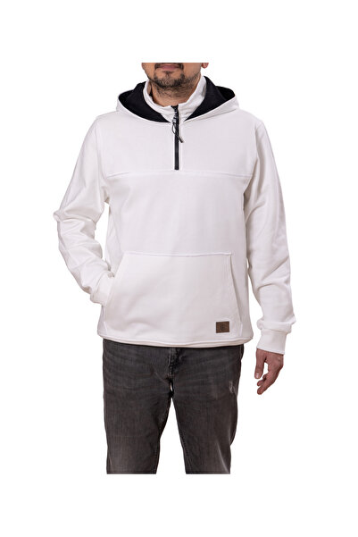 Unisex Fermuarlı Dik Yaka Kapüşonlu Sweatshirt