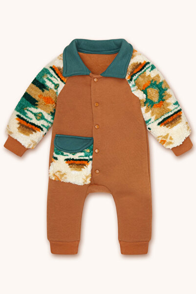 bebizu Çıtçıtlı Etnik Desenli Şardonlu Welsoft Ve Cep Detaylı Tulum