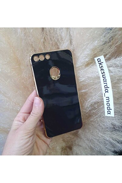 Aksesuarda Moda HUAWEİ P Smart 2018 Uyumlu Gold Detaylı Lazer Kesim Parlak Kılıf