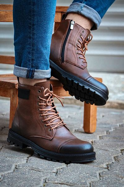 Aleza Shoes Ανδρικές μπότες Cnt 856 Tan με φερμουάρ