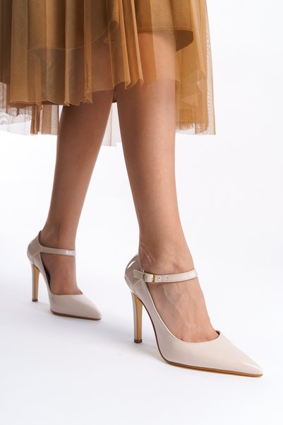 TAIM Beige Women's Heeled Stiletto Shoes - Evening Dress