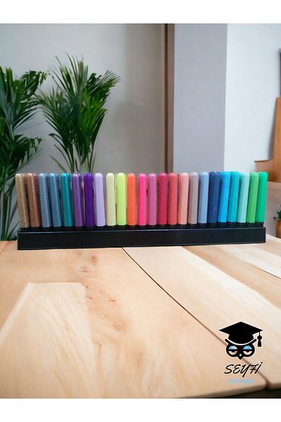 SEYFİKİRTASİYE Penmark 24 Colors Plastic Stand Highlighter Set Marker Pen Set Highlighter