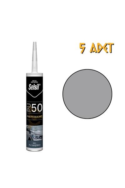 Selsil Poliüretan Mastik Yapıştırıcı PU50 GRİ 280 ml. - 5 Adet
