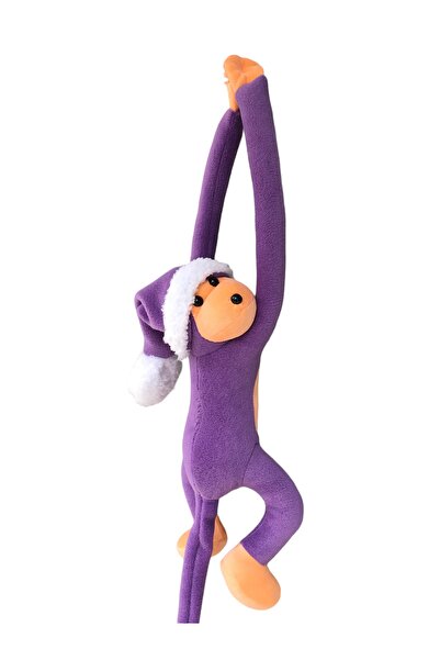 UgurToyss Lila Şirin Şapkalı Peluş Oyuncak Maymun 70 cm
