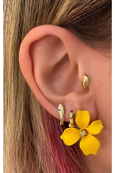 İLKYAZ Accessory Colorful Women's Earrings with Flower Motifs