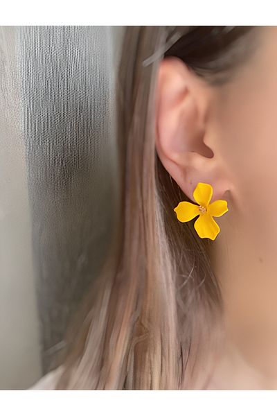 İLKYAZ Accessory Colorful Women's Earrings with Flower Motifs