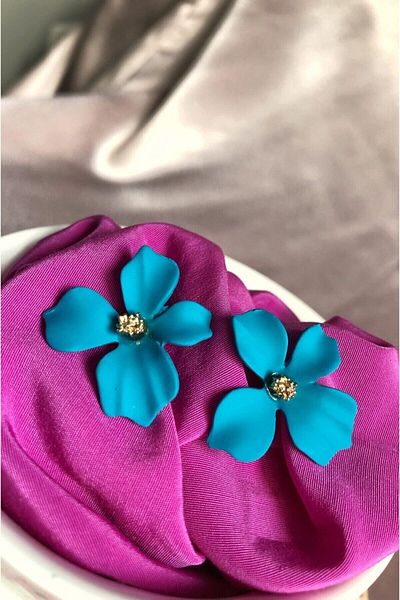 İLKYAZ Accessory Colorful Women's Earrings with Flower Motifs