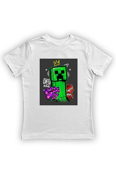 MINECRAFT تي شيرت صيفي للأطفال - مطبوع، قطن ممشط
