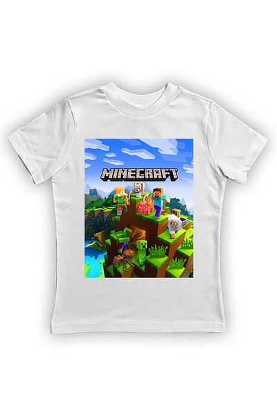 MINECRAFT تي شيرت صيفي للأطفال - مطبوع، قطن ممشط
