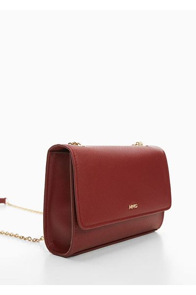 MANGO Saffiano-look Red chain bag