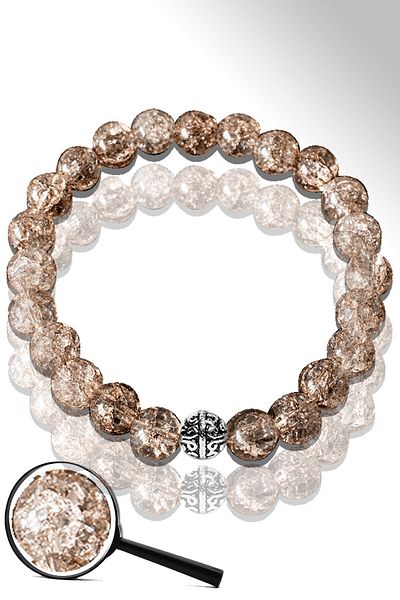 Tesbih Atölyesi Certified Mountain Crystal Brown Necef Stone Bracelet - Silver Apparatus