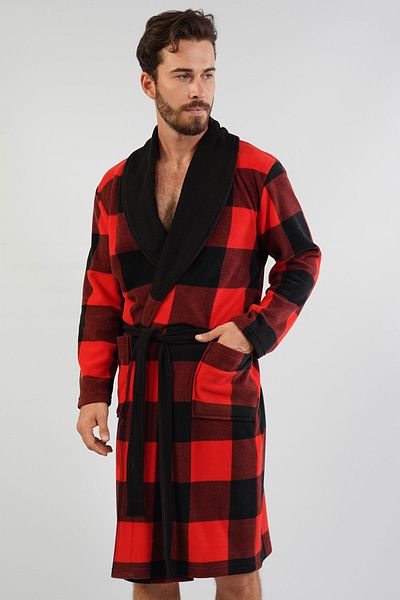 GAZZAZ Men's Fleece Raft Collar Long Sleeve Long Dressing Gown
,103162