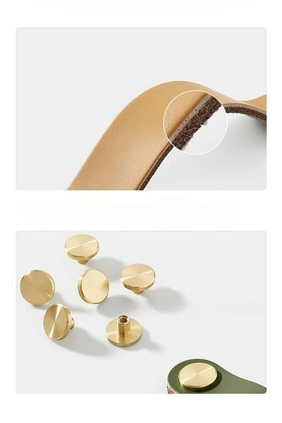 KDOT Drawer Furniture Handle Nordik Style Minimalist Nordic Type Synthetic Leather Brass Joint