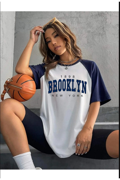 LEONE KOLEKSİYON Tricou oversize cu mânecă Reglan Brooklyn imprimat