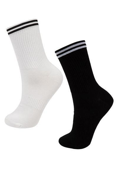 DeFacto 2-teilige Bambus-Socket-Kreismuster-Socken für Damen C0824axns
